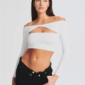 SER.O.YA Ellis white crop top tee size S